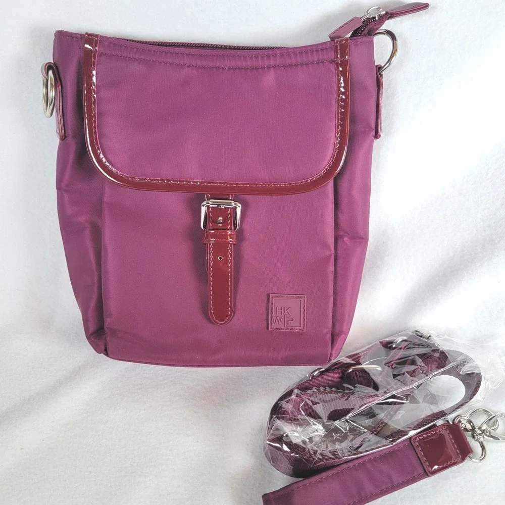 IHKWIP Womens Crossbody Buckle Up Travel Nylon Bag Medium Purple Outdoor